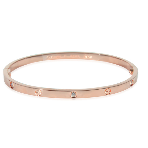 Cartier Jewelry - Cartier Love Diamond Bracelet in 18k Rose Gold, Small Model 0.15 CTW